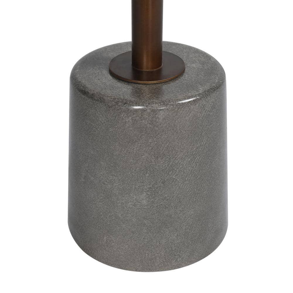 Style Craft Contemporary Round Concrete Side Table, Gray/Bronze