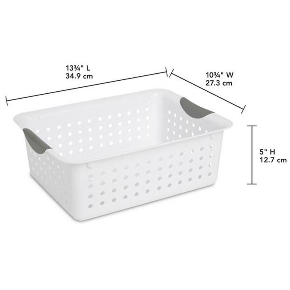 Sterilite Medium Ultra Basket, Storage Bin to Organize Closets, Cabinets, Pantry, Shelving and Countertop Space, White, 6-Pack