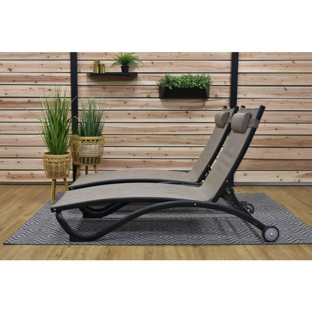 Vivere aluminum Glendale Lounger Set Made with Premium Phifertex Outdoor Fabric ( 330 lb Capacity) Granite