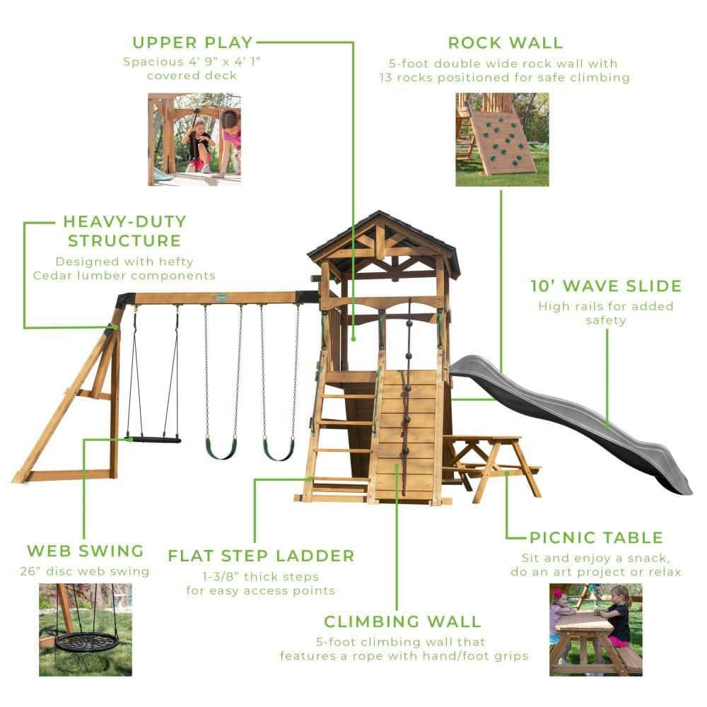 Backyard Discovery Endeavor II Swing Set With Gray Wave Slide