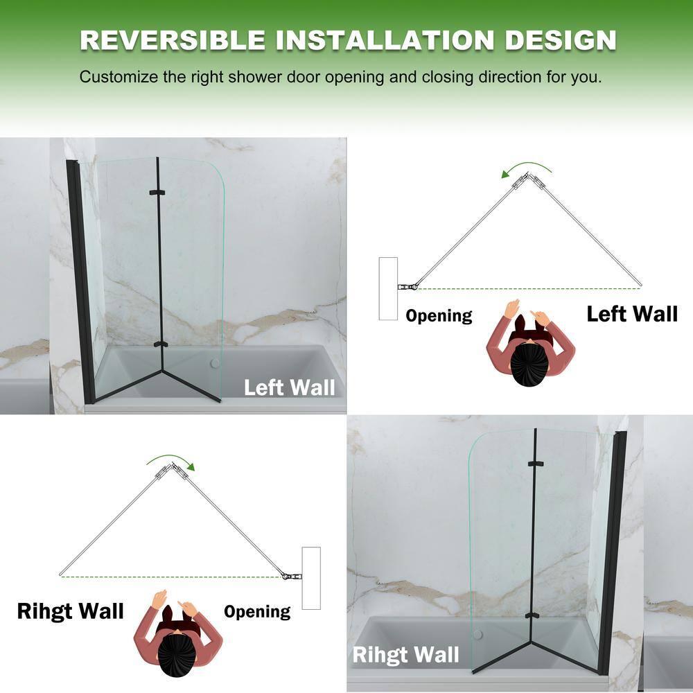 Jraty Glass 43" W x 55" H Frameless Tub Door