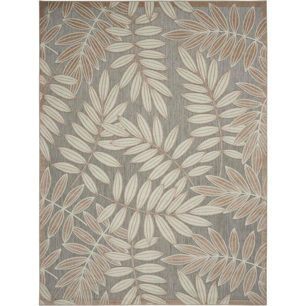 Nourison Aloha Floral Leaf Flatweave High-Low Indoor Outdoor Area Rug Natural 3'6" x 5'6"