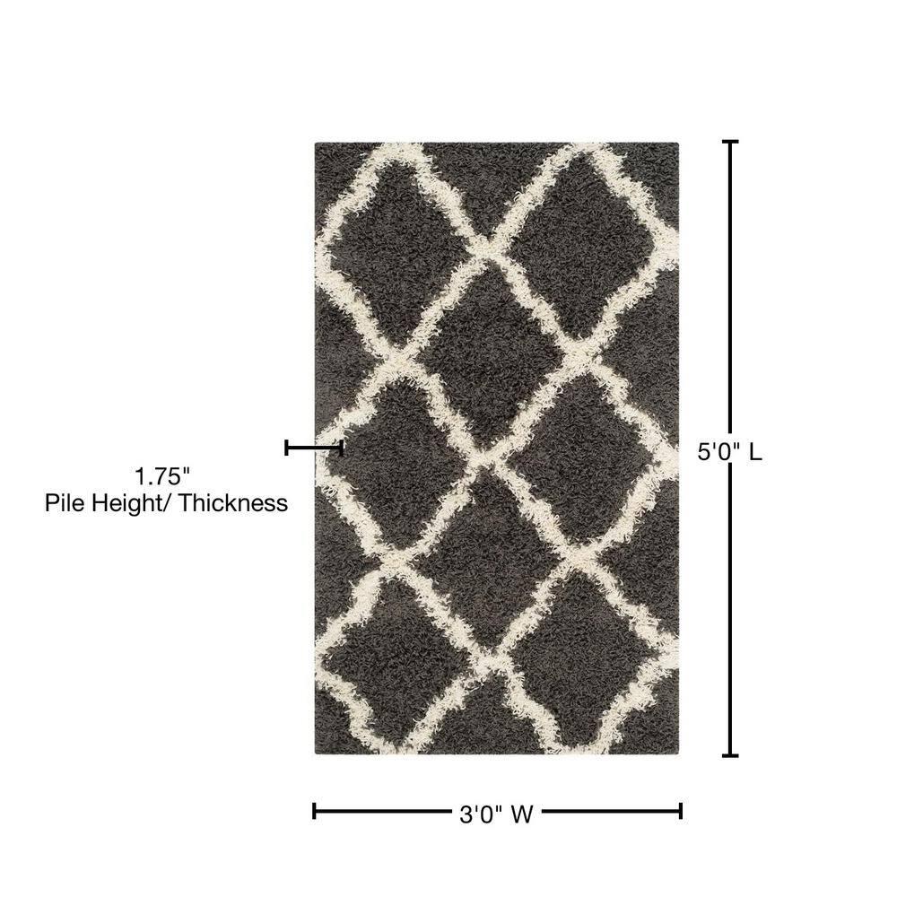 Dallas Shag SGD257 Power Loomed Indoor Accent Rug - Dark Grey/Ivory - 3'x5' - Safavieh.
