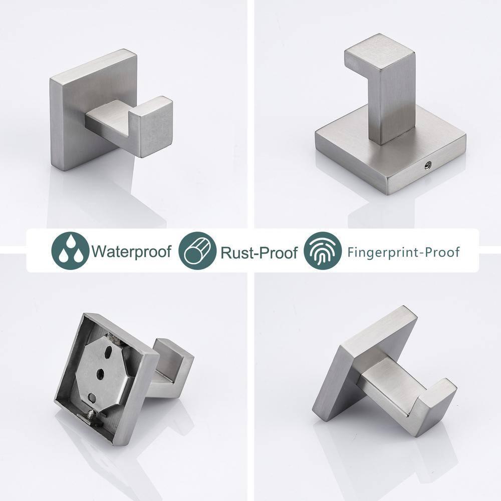 GERZWY Brushed Stainless Steel Towel Hook Robe Hook Coat Hook Heavy Duty Wall Mounted Luxury Hooks for Bathroom Hotel 2 Pack FG1607-2LS