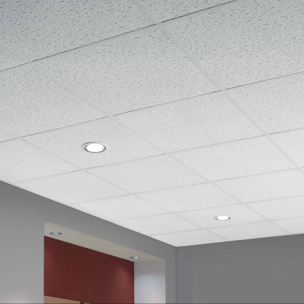 Armstrong 2x2 TEXTURED Acoustic Ceiling Tiles for Suspended Ceiling Grids, 16-tiles per pack, White