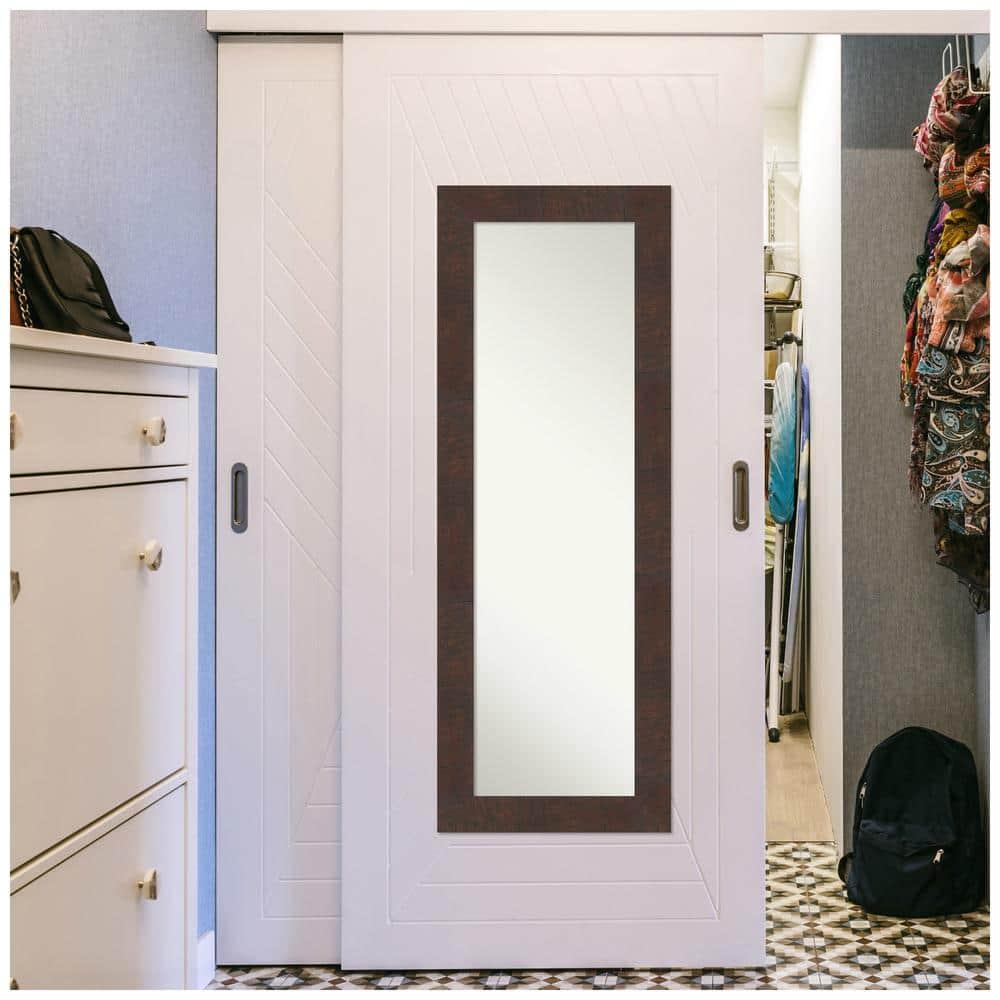 19" x 53" Non-Beveled Wildwood Brown Full Length on The Door Mirror - Amanti Art: Polystyrene Frame, Includes Mounting Hardware