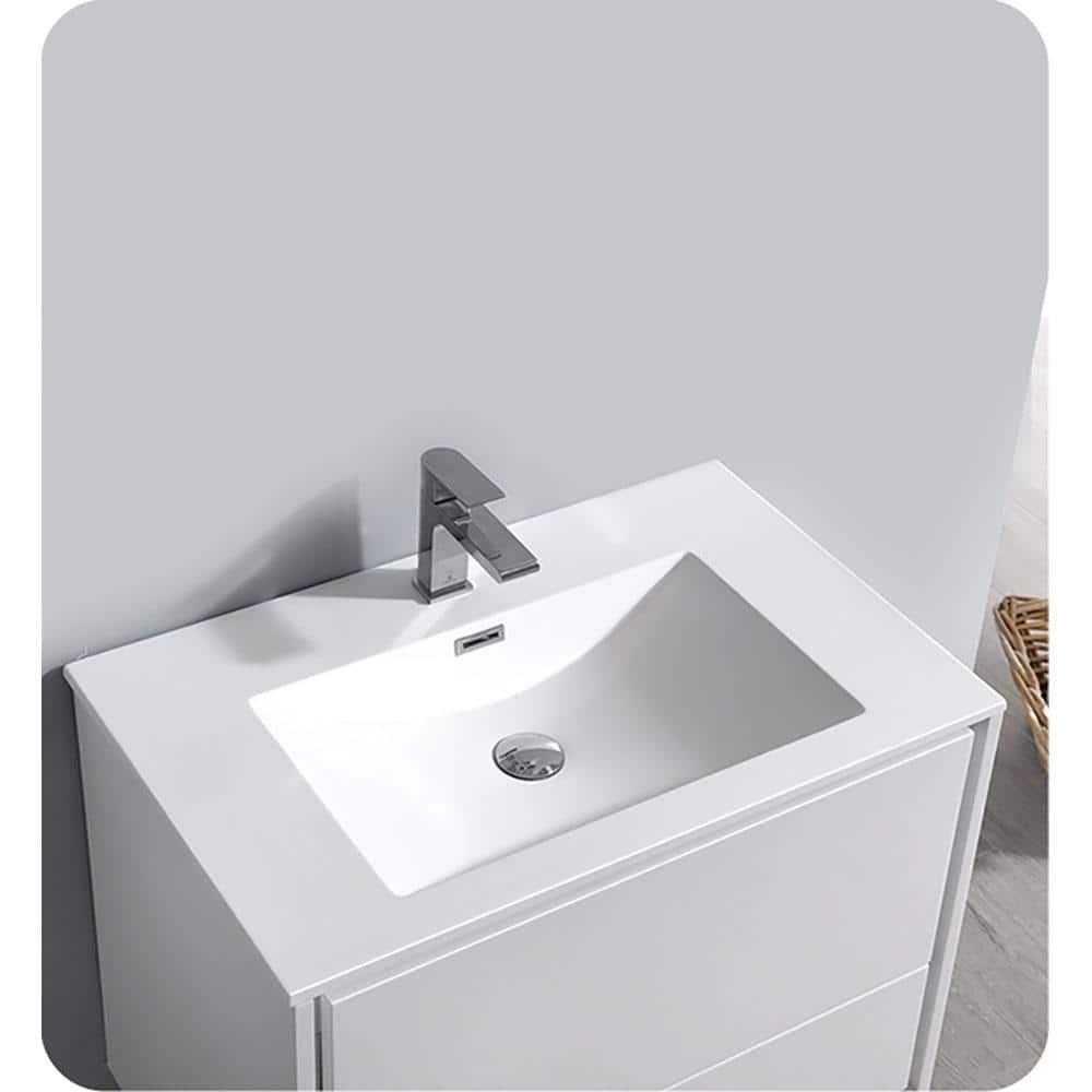 Fresca Fcb9230 Catania 30" Glossy White Wall Hung Modern Bathroom Cabinet