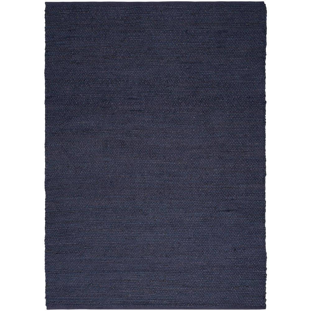 Nourison Natural Jute 4' x 6' Navy Farmhouse Indoor Rug