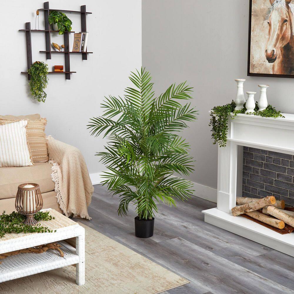 4ft Artificial Areca Palm Tree in Pot - Nearly Natural: Indoor Botanical Decor, Unlit Green Faux Plant