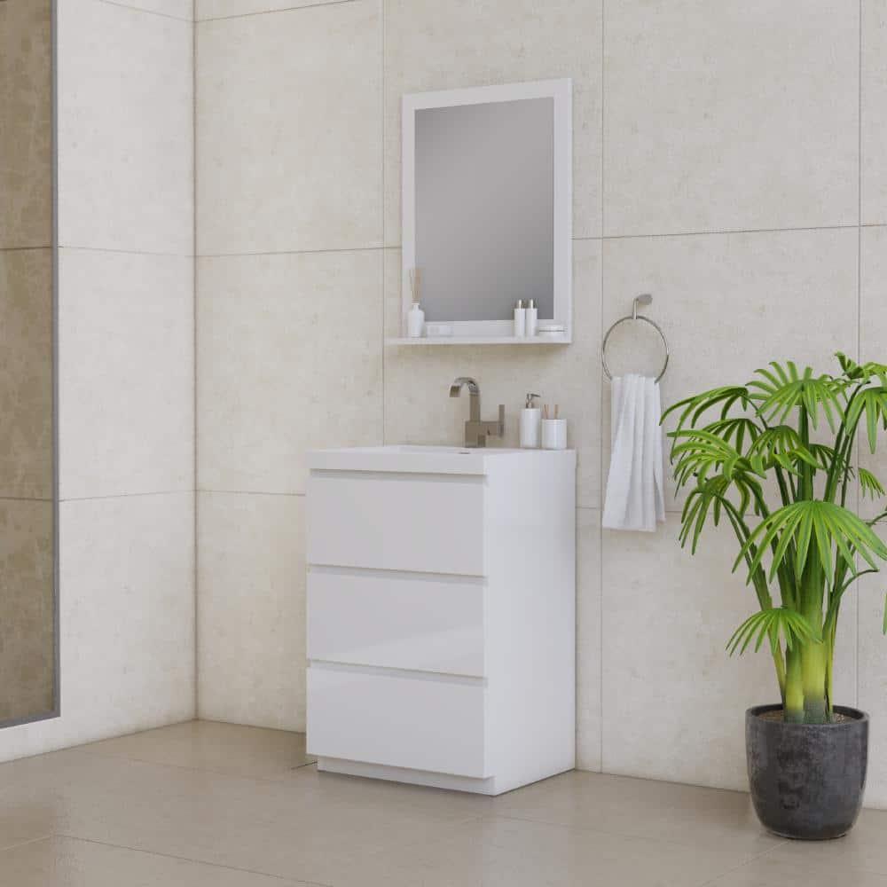 Alya Bath Paterno 24" Modern Wood Freestanding Bathroom Vanity in White