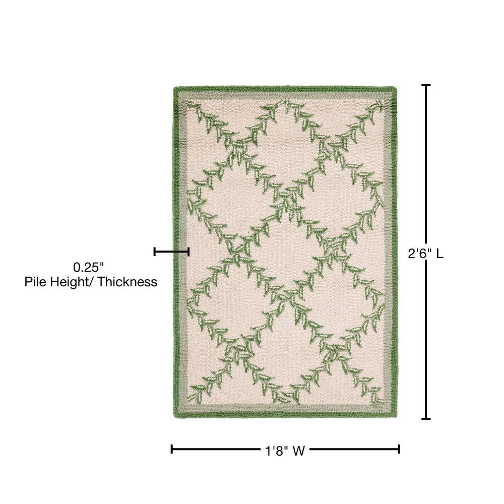 Chelsea HK230 Hand Hooked Accent Rug - Ivory/Light Green - 1'8"x2'6" - Safavieh.