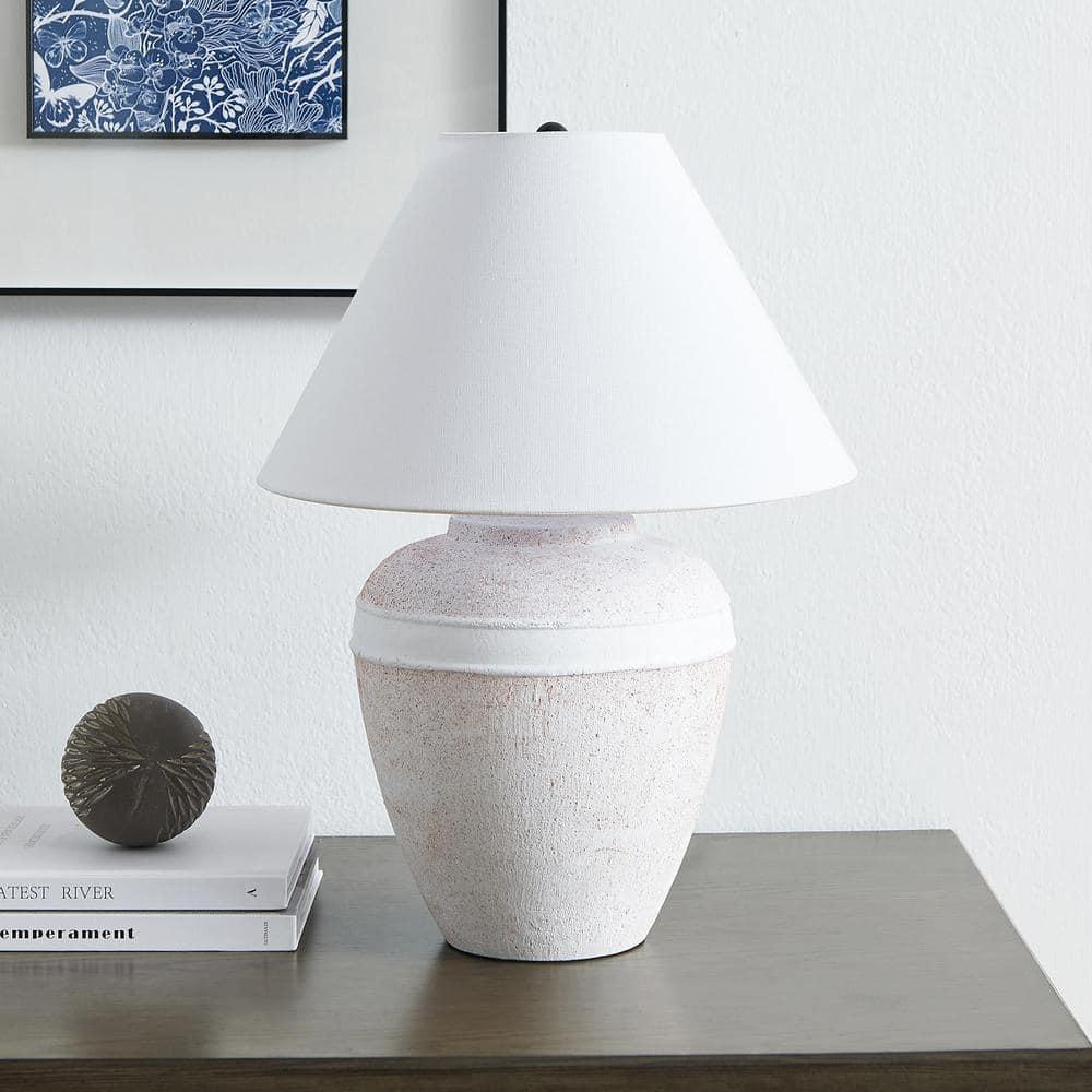 Evelyn&Zoe Chiara 22.5" Modern Ceramic Table Lamp with White Cone Fabric Shade