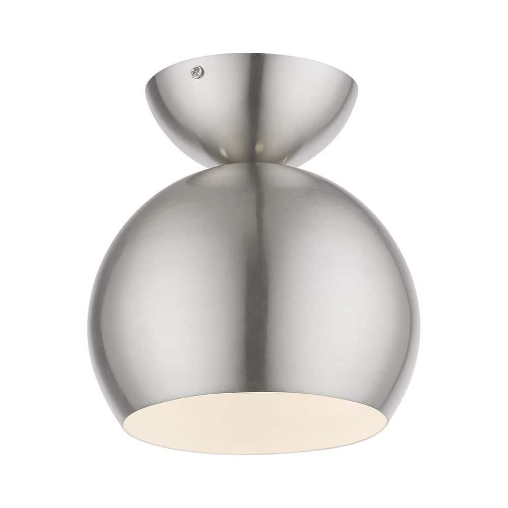 Livex Lighting Stockton 1 - Light Semi-Flush Mount in  Brushed Nickel/Polished Chrome
