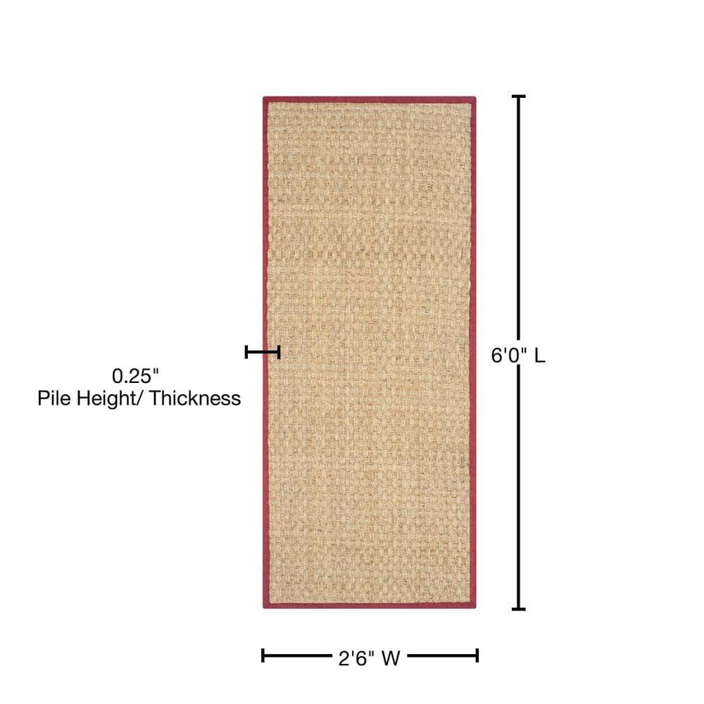 Natural Fiber NF114 Power Loomed Indoor Runner Rug - Natural/Red - 2'6"x6' - Safavieh.