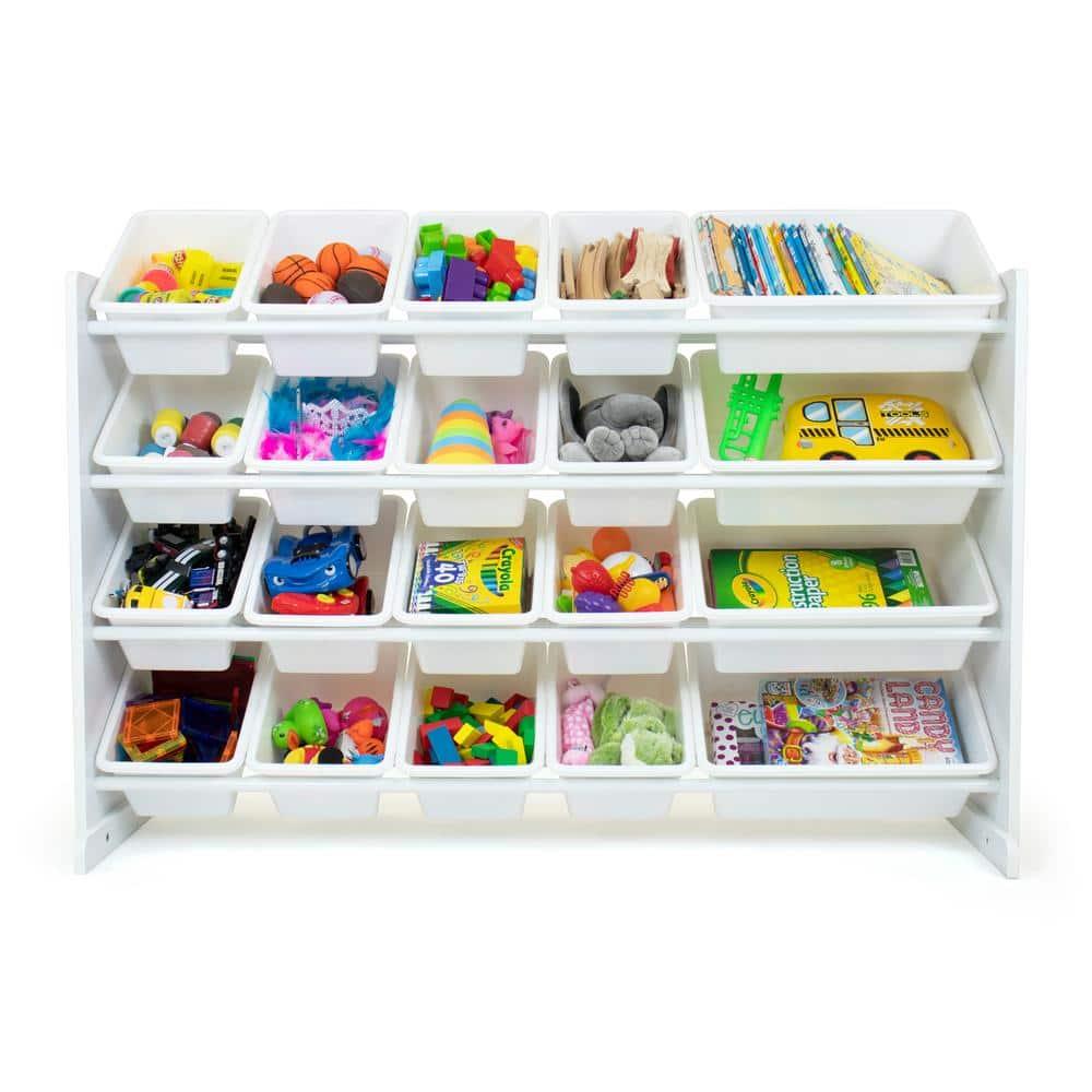 Cambridge Extra Large Kids' Toy Storage Organizer with 20 Storage Bins White - Humble Crew: MDF Bin Shelves, 4 Shelves