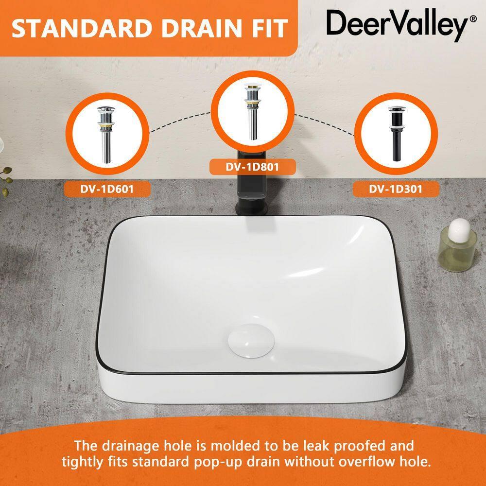 Ally 16 in. Rectangular Bathroom Ceramic Semi-Recessed Vessel Sink White Art Basin