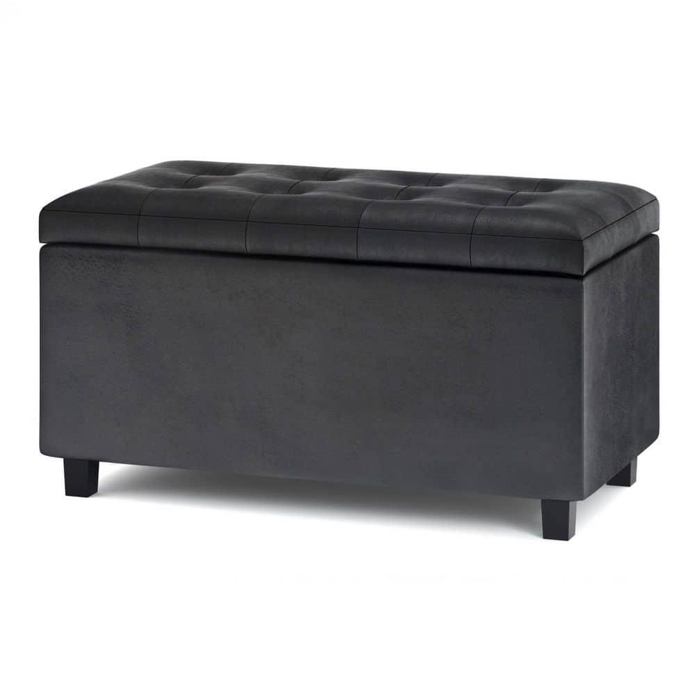 Simpli Home Cosmopolitan Faux Leather Ottoman