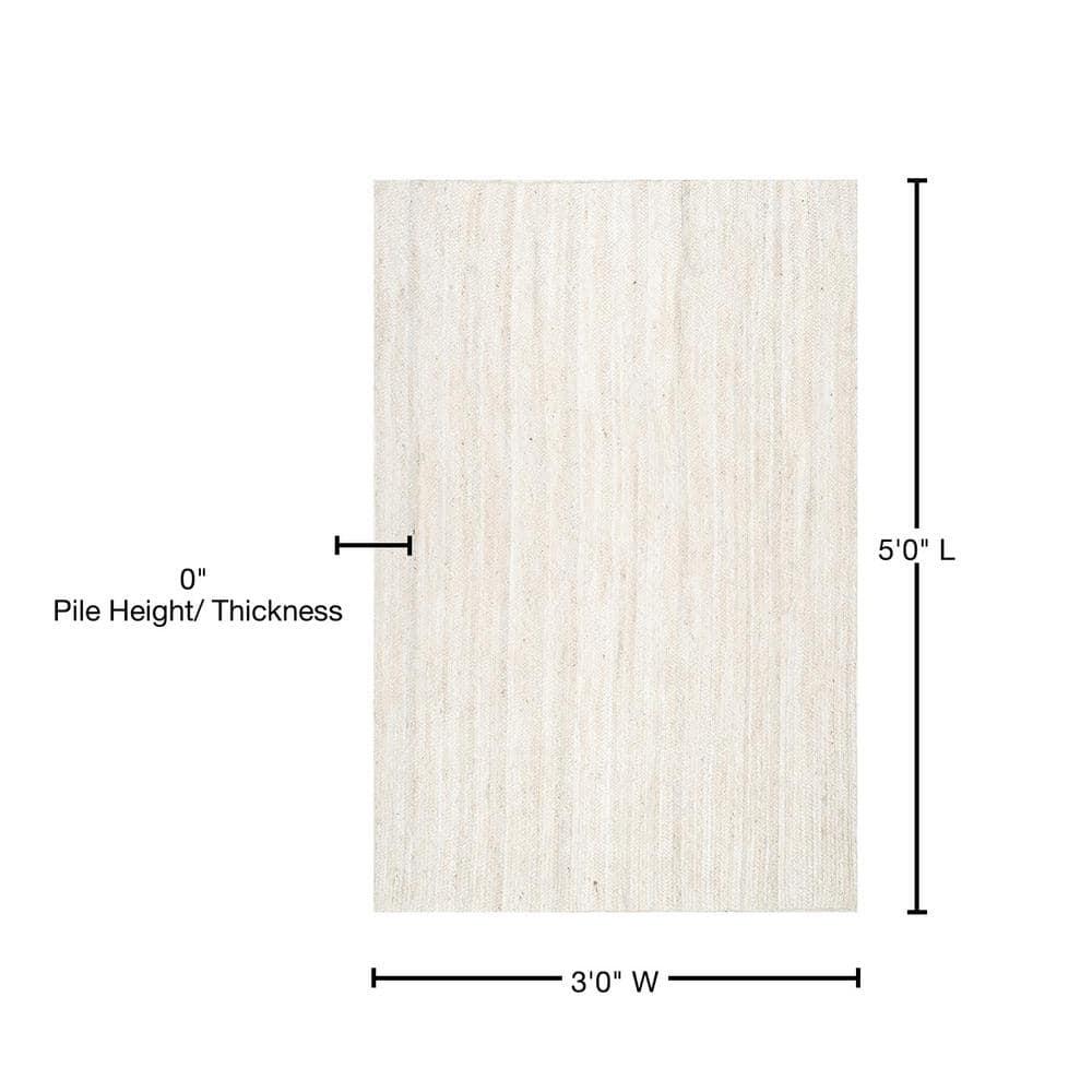 3'x5' Hand Woven Rigo Jute Area Rug Off White - nuLOOM: Farmhouse Style, Low Pile, Rectangle, Indoor Use