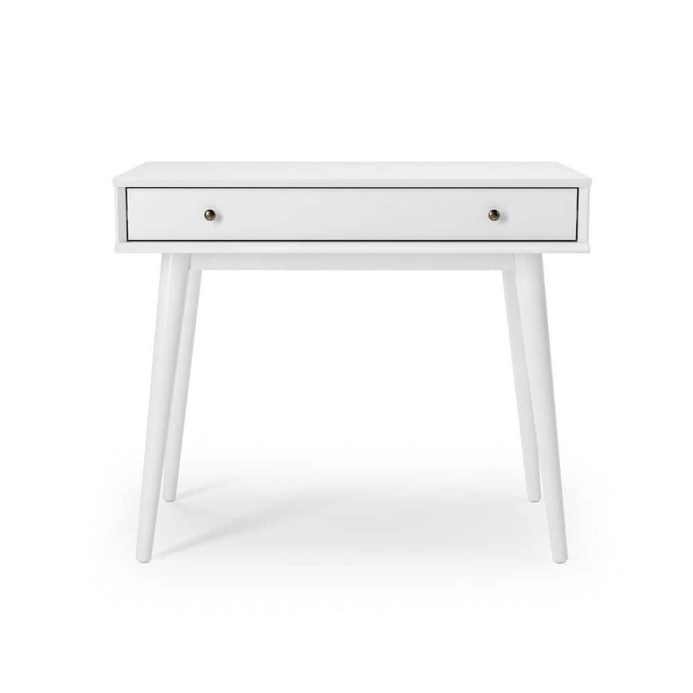 Camaflexi Mid Century Modern Desk Solid Wood Writing Table for Small Spaces, White