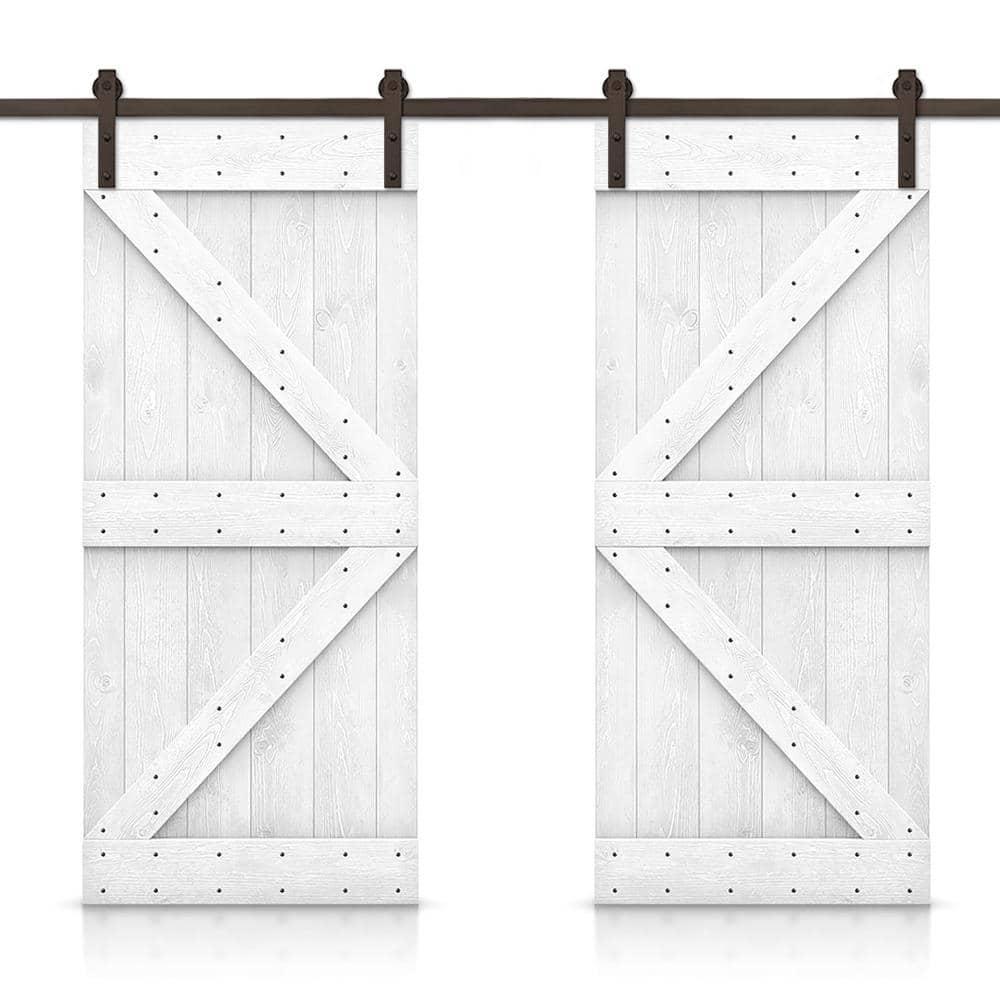 Calhome Paneled Wood Stained K Series Double DIY Barn Door With Sliding Hardware Kit | Wayfair