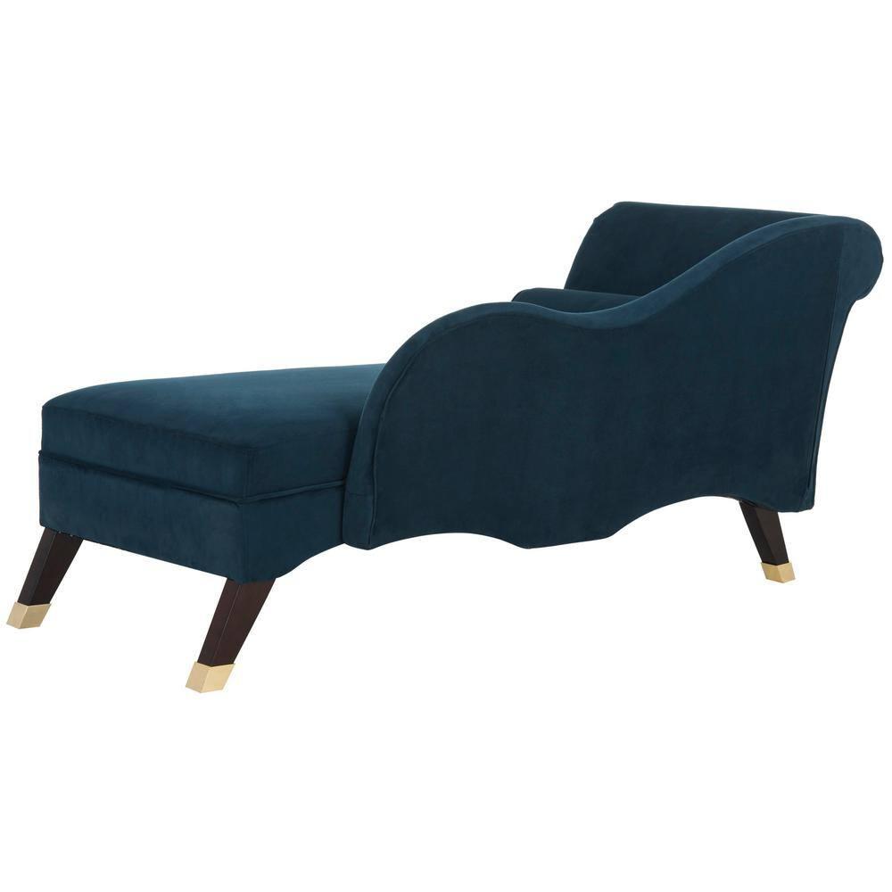 Caiden Vevlet Chaise with Pillow - Navy - Safavieh.