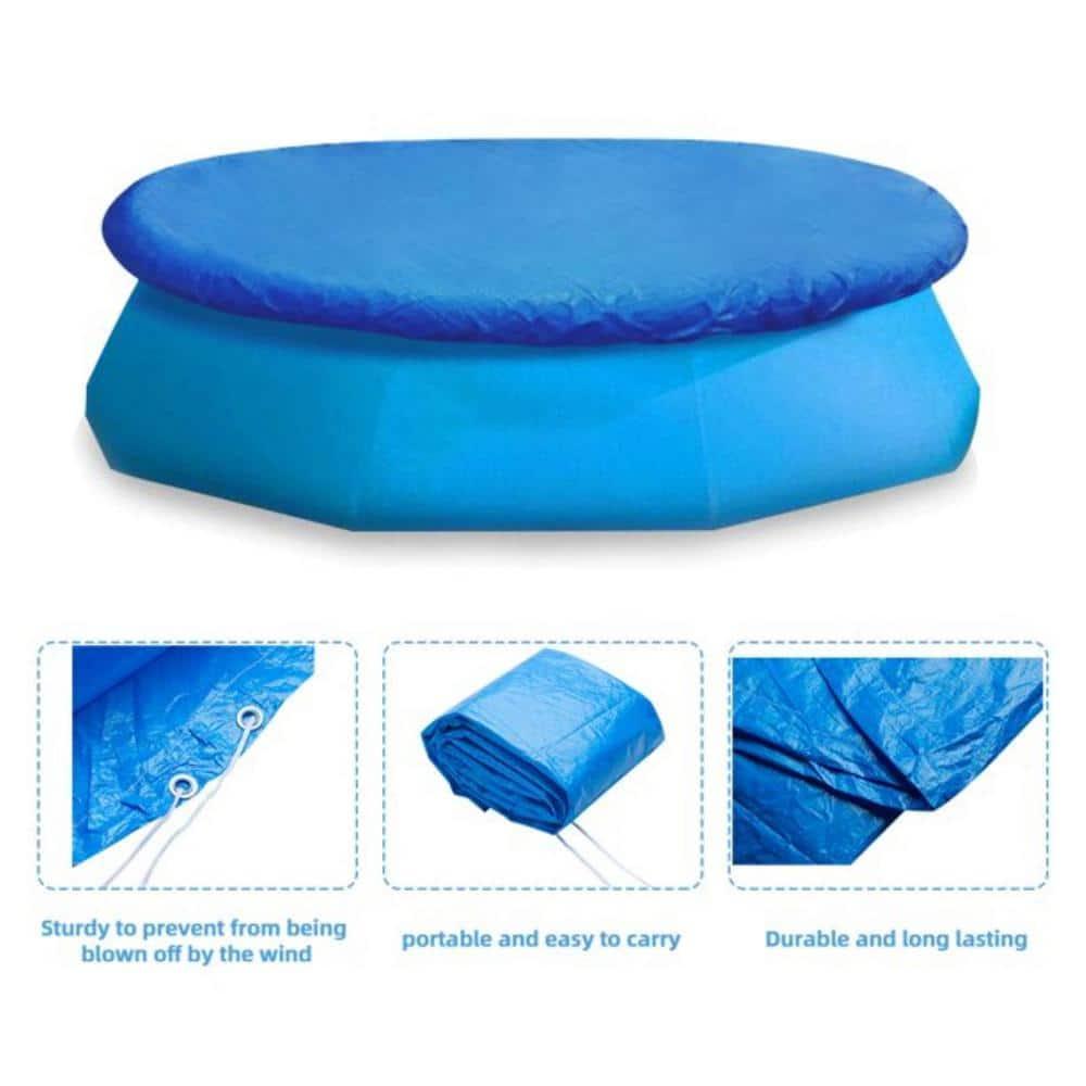 Bestway Flowclear Fast Set 8' Round Pool Cover, PVC Protective Mat with Drain Holes for Above Ground Fast Set Swimming Pool Cover