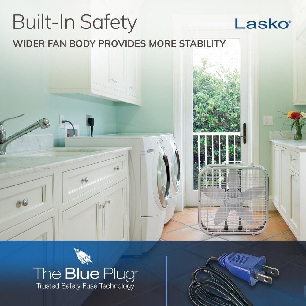Lasko 20" Classic Box Fan with Weather-Resistant Motor, 3 Speeds, 22.5" H, White, B20200, New