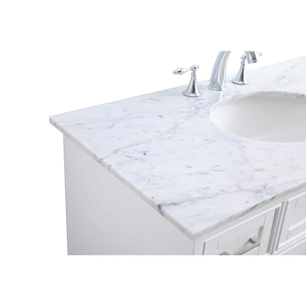 Elegant Decor Americana 42" Single Marble Top Bathroom Vanity in White