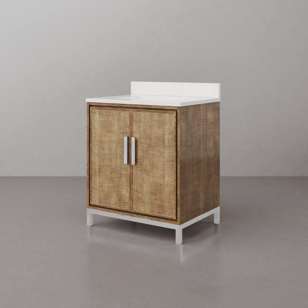 Westin 30" Lustrous Walnut Freestanding Bathroom Vanity with Quartz Top