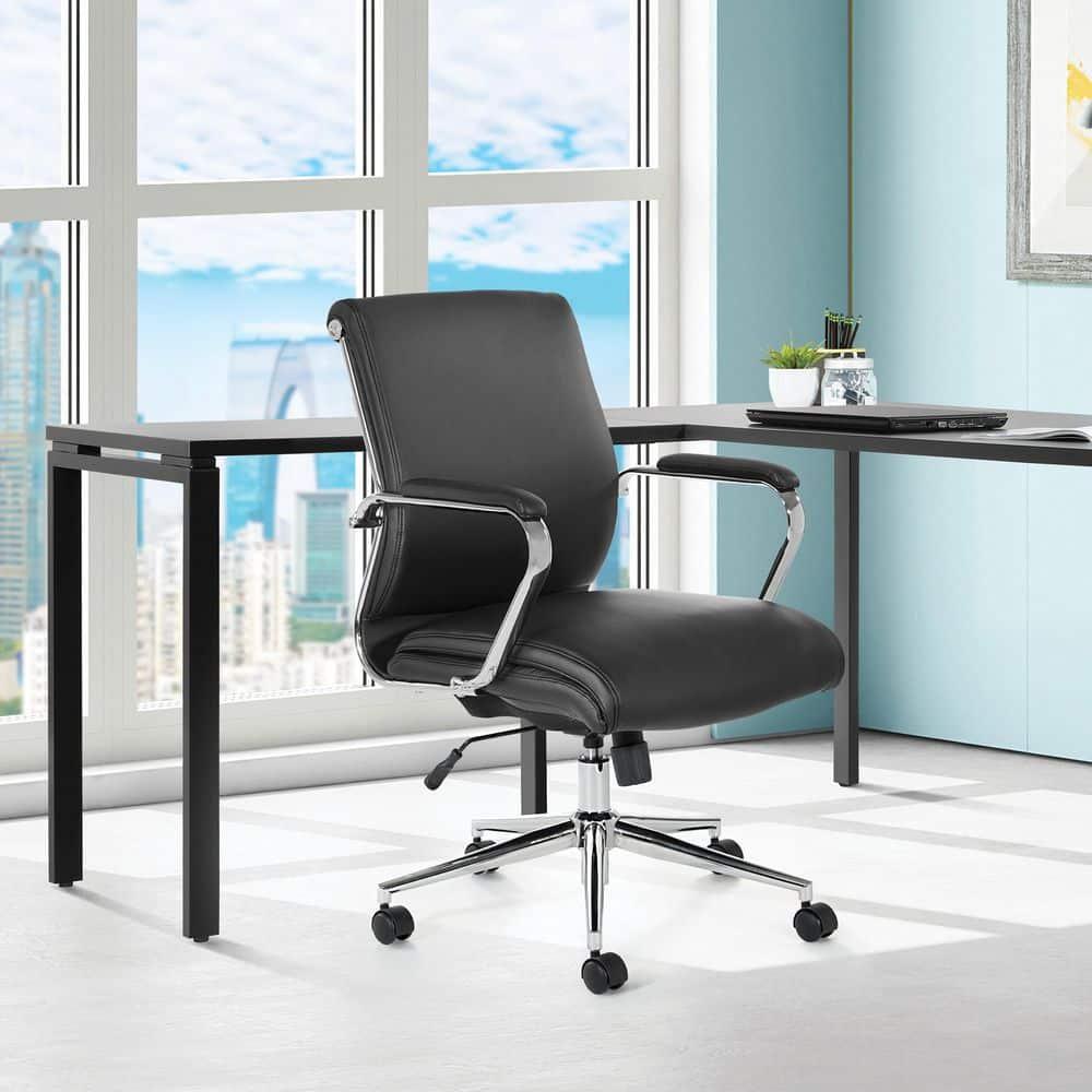 Mid Back Manager's Chair with Dillon Black Fabric and Chrome Base