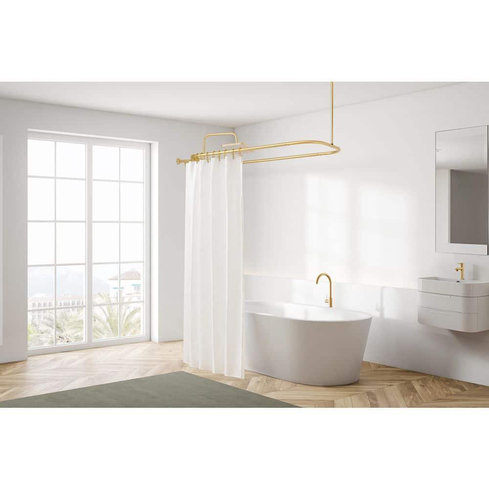 Utopia Alley Utopia Alley Rustproof Wall Mounted Aluminum Double L Shaped Shower Curtain Rod 72" L X 31.7" W,  With 24 Shower Hooks Included  & Ceiling Support ,Wall Mounted