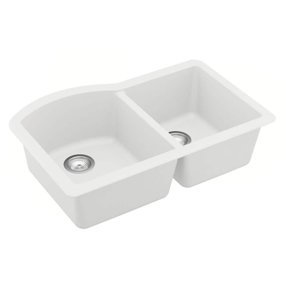 Karran Undermount Quartz Composite 32'' X 21'' 60/40 Double Bowl Kitchen Sink