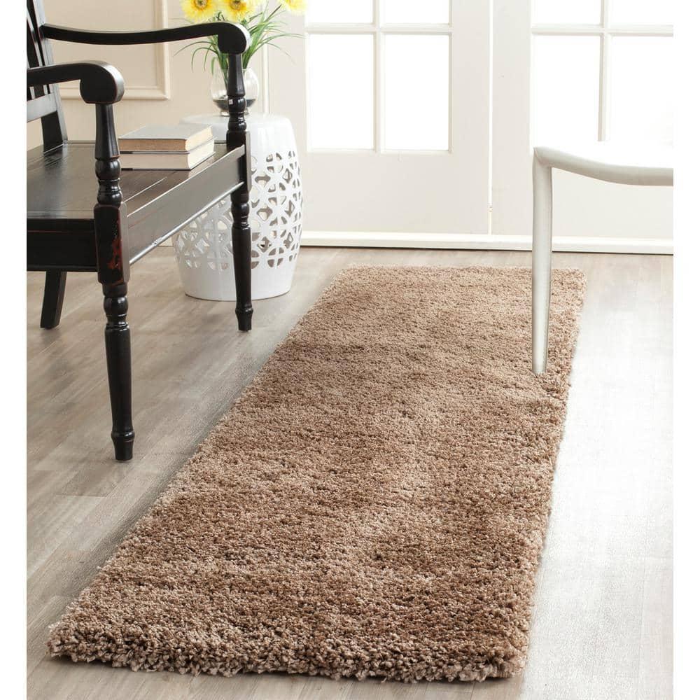 Milan Shag SG180 Power Loomed Indoor Runner Rug - Dark Beig - 2'x6' - Safavieh