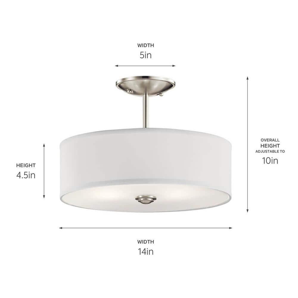 Kichler Lighting Shailene 3 - Light Semi-Flush Mount in  Brushed Nickel