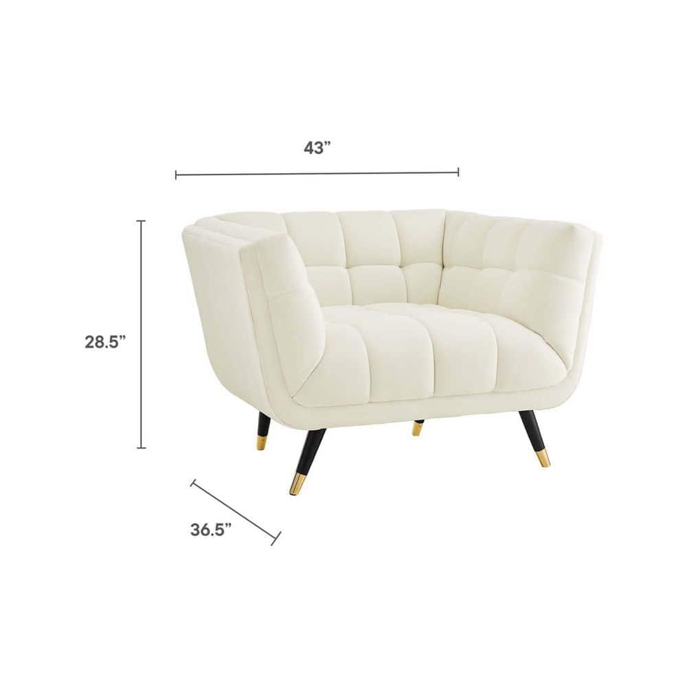 Modway Adept Performance Velvet Accent Armchair in Ivory and Black