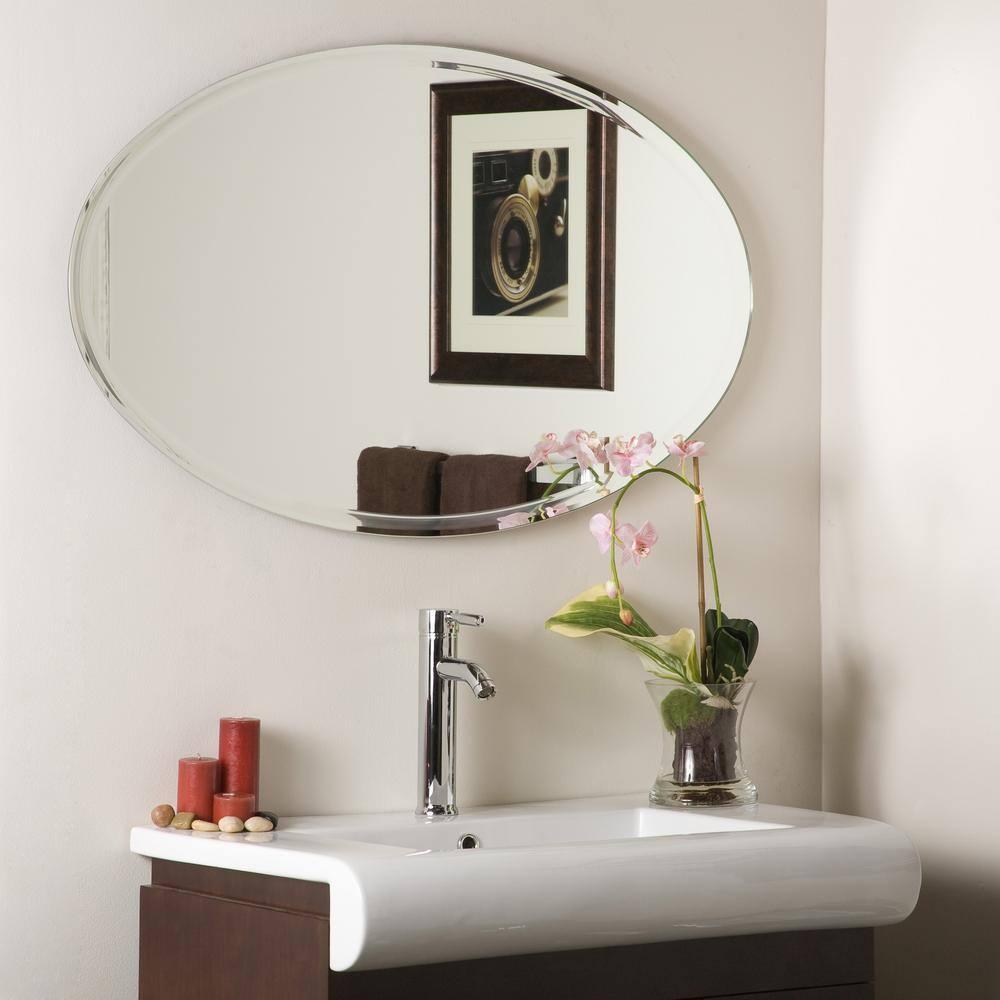 22" X 39" Inch Oval Beveled Polish Frameless Home Mirror With Hooks