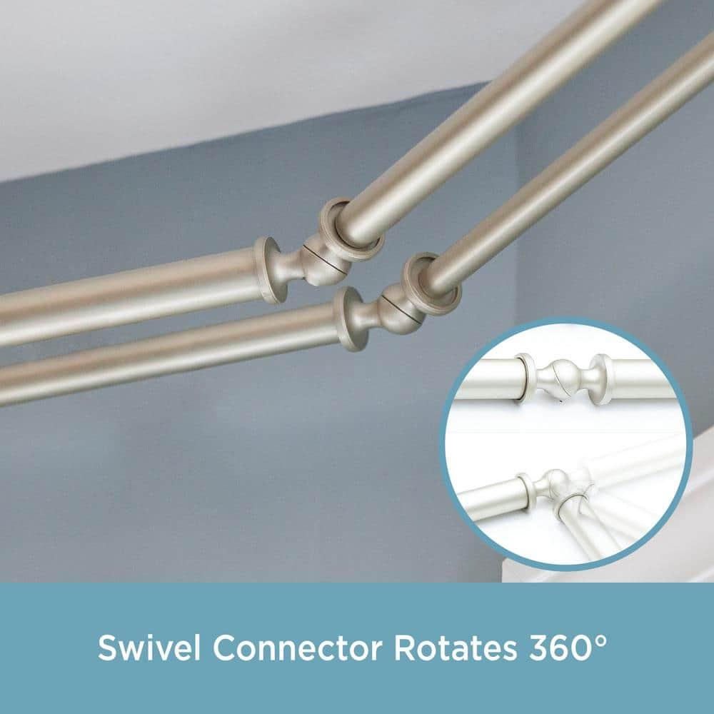 Kenney Square End Bay Window Double Curtain Rod, 78-144" Adjustable Length: 22-37" Sides, 28-72" Center, Steel