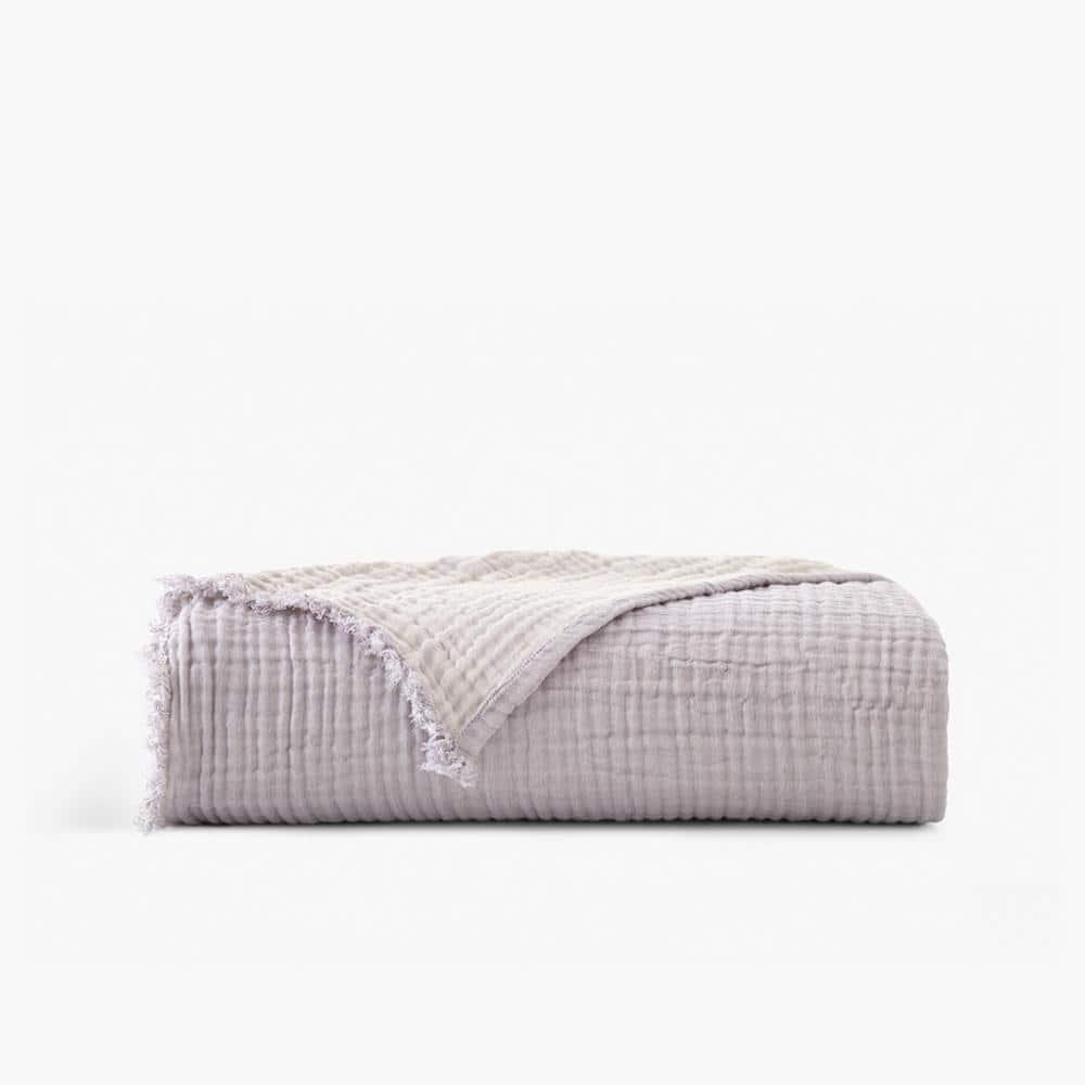 50"x60" Two Toned Organic Throw Blanket Lavender - Truly Soft: GOTS Certified, Reversible, Lightweight