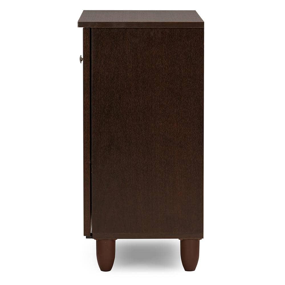 Wholesale Interiors Winda Modern and Contemporary 2-Door Dark Brown Wooden Entryway Shoes Storage Cabinet -