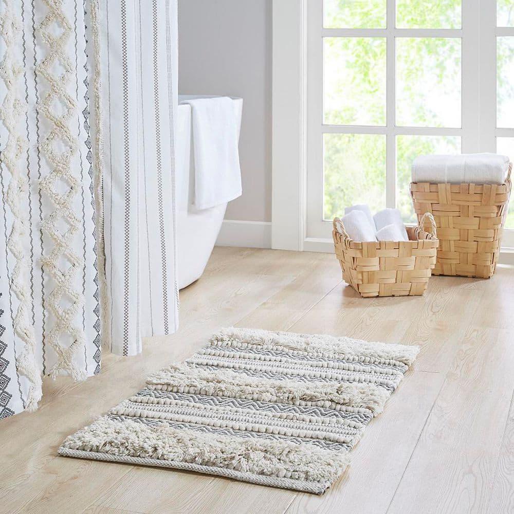 INK+IVY Asher Cotton Blend Bath Rug with Non-Slip Backing