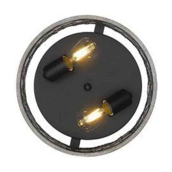Golden Lighting Bailey 2-Light Flush Mount in Matte Black with Chicken Wire