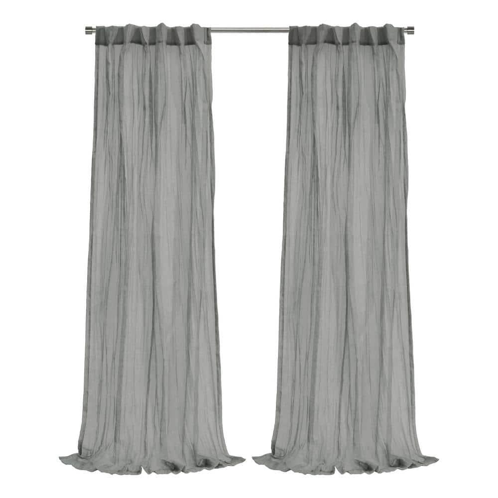 Habitat Paloma Sheer Dual Header Stylish and Functional Curtain Panel 52" x 108" Grey