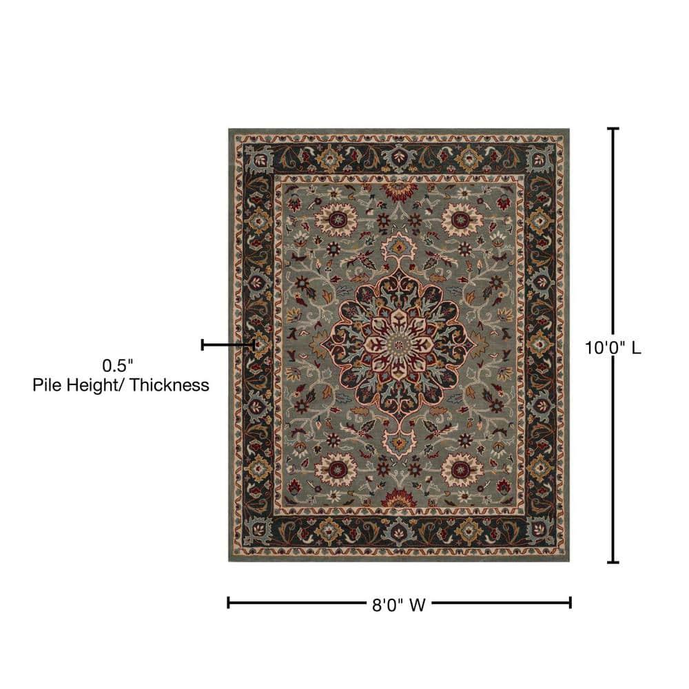 Heritage HG736 Hand Tufted Area Rug - Grey/Charcoal - 8'x10' - Safavieh.