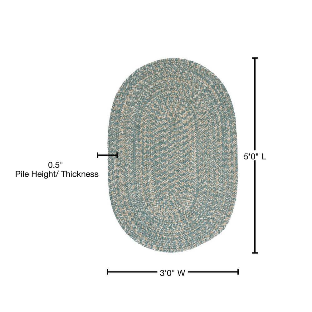Colonial Mills Tremont Braided Rug, Teal 3'x5', Oval Shape