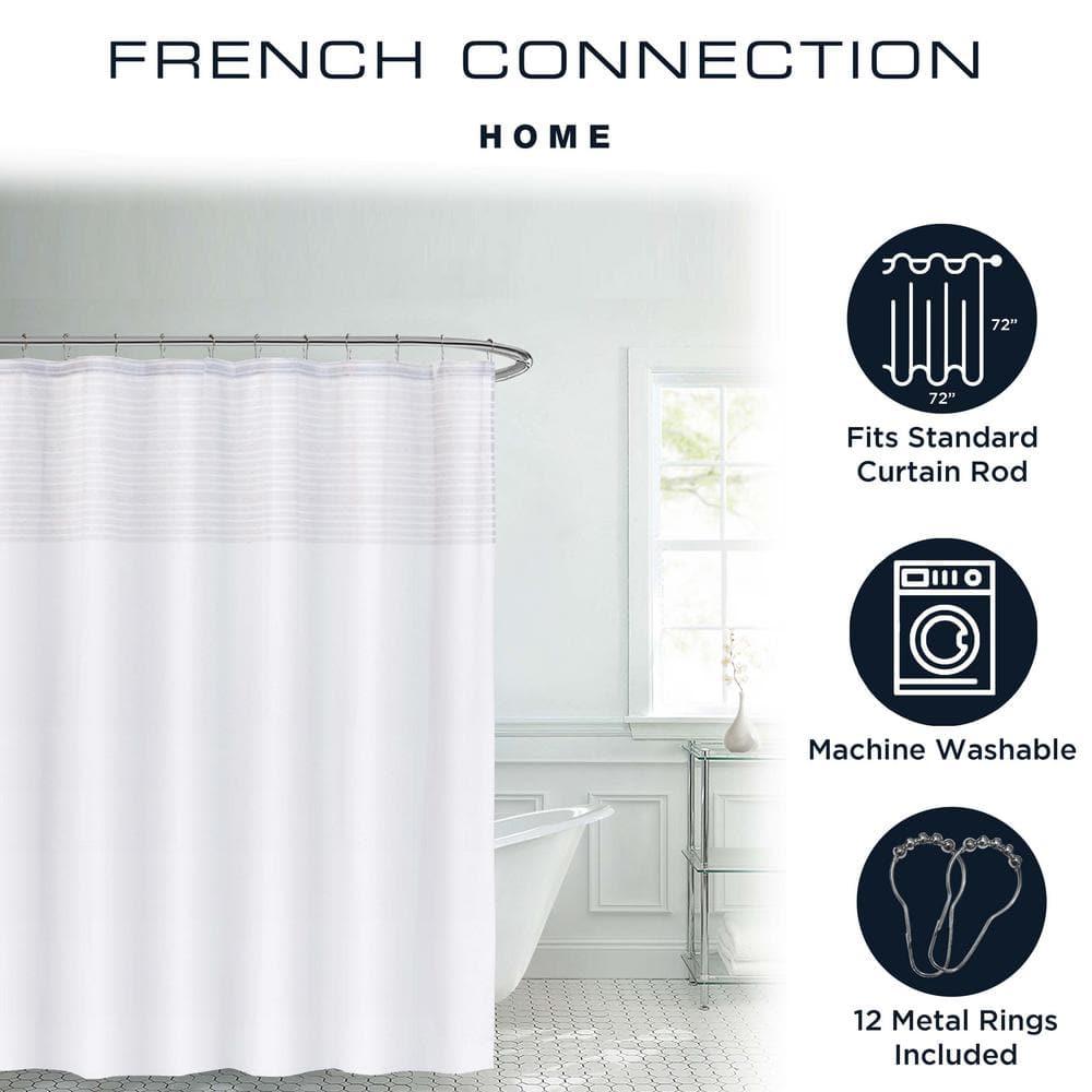 French Connection French Connection Striped 13 Piece Shower Curtain Set + Hooks