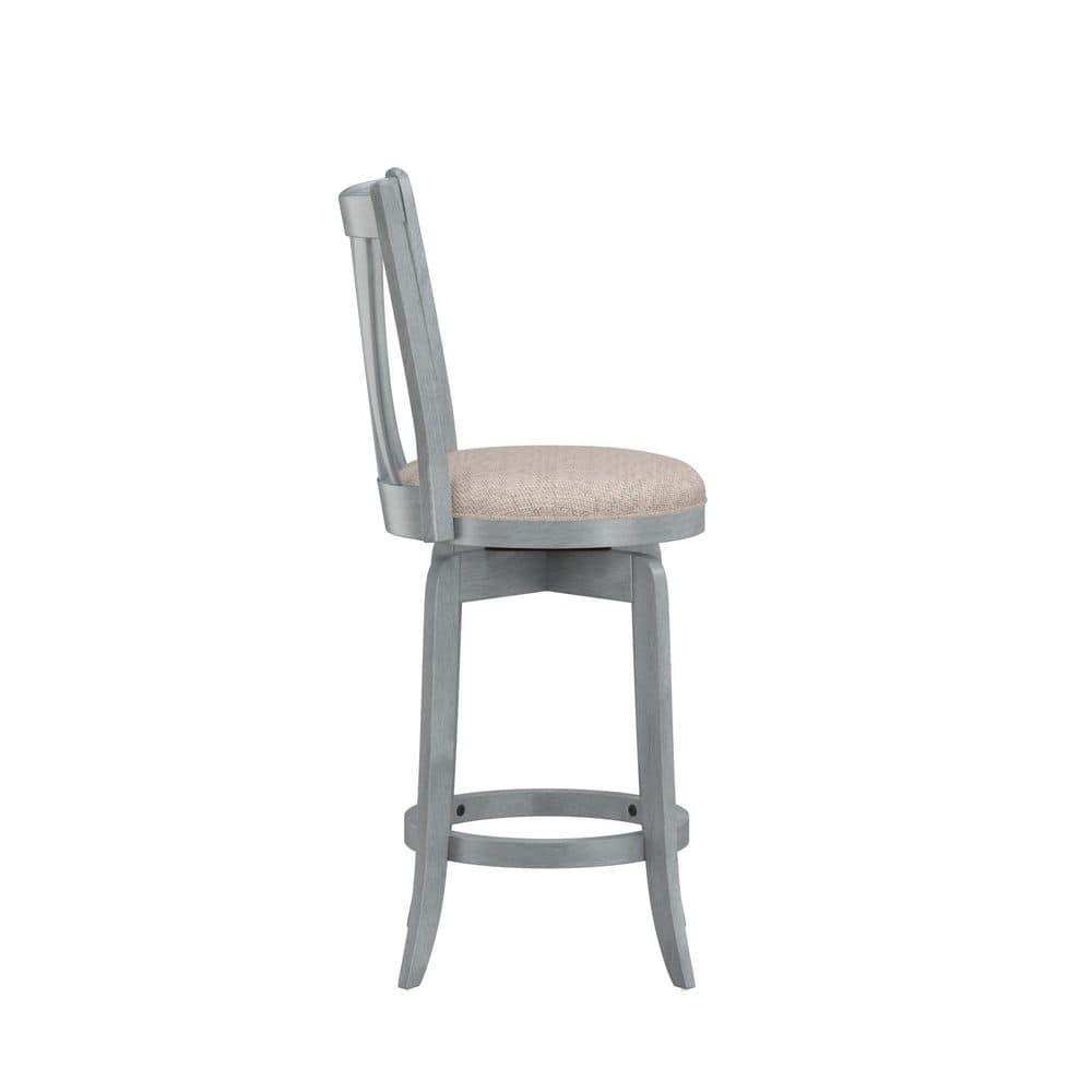 Hillsdale Furniture 25.75" Savana Swivel Counter Height Barstool Blue (Wirebrush)/Cream : Upholstered, Wood Legs, 250lb Capacity