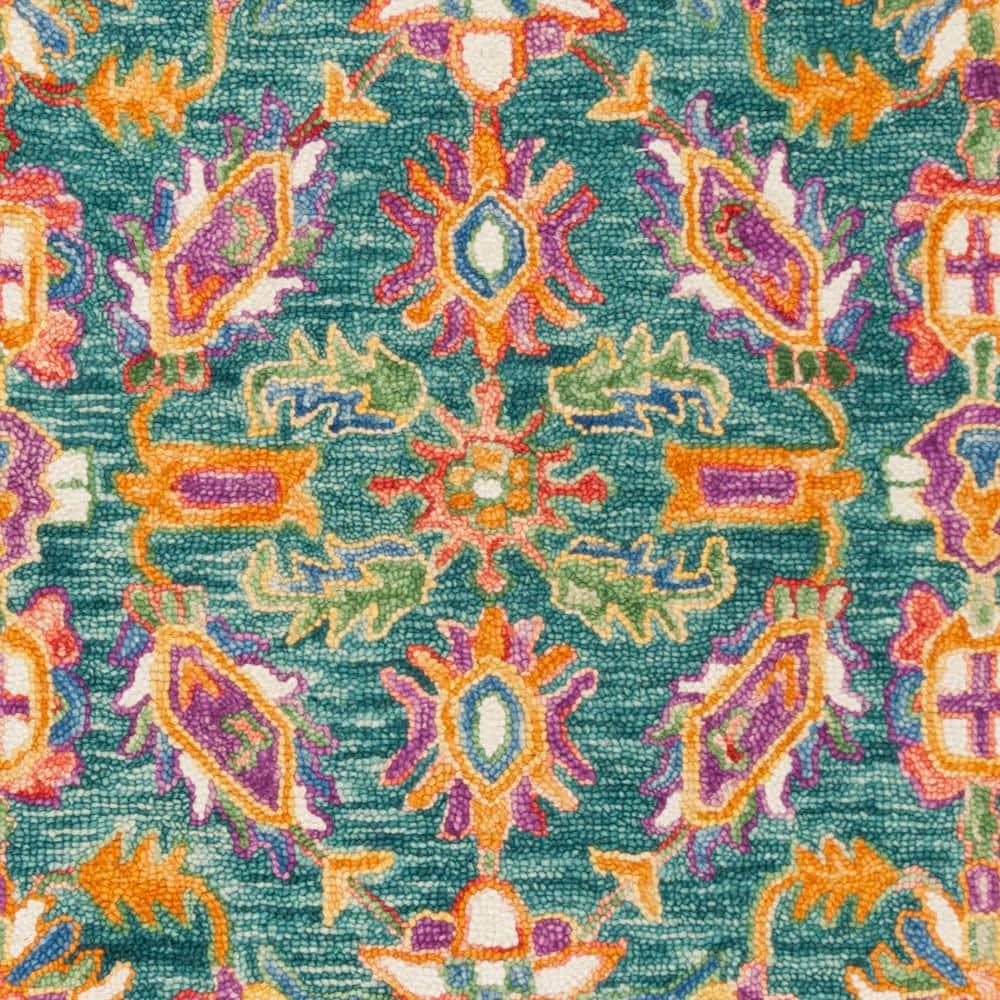SAFAVIEH Aspen Mario Colorful Floral Wool Area Rug, Turquoise/Purple, 5' x 8'