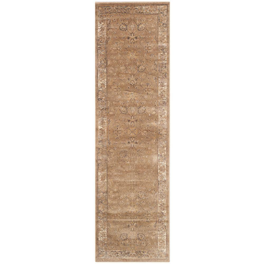 Vintage VTG117 Power Loomed Indoor Skid-Resistant Runner Rug - Taupe - 2'2"x8' - Safavieh