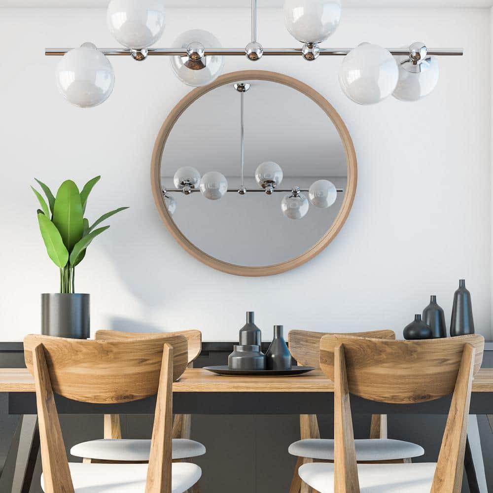 28" Wood Round Mirror Natural - WallBeyond: Pine Frame, 27" Diameter, Modern Decor, Wall Mount