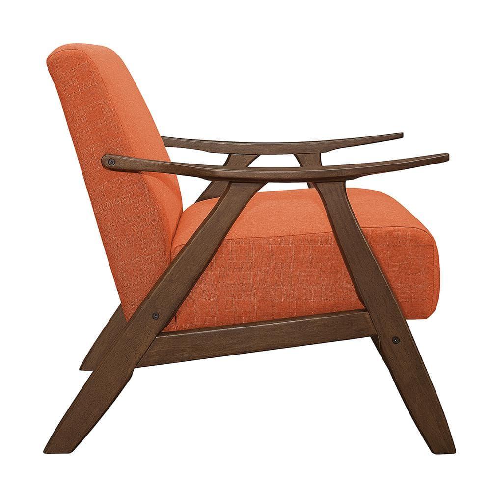 Lexicon Damala Collection Retro Inspired Wood Frame Accent Chair Seat, Orange